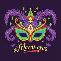 Mardi gras mask with feathers. Vector illustration for your design