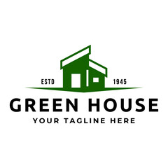 Green House Logo Template Design Vector Illustration isolated on white background.