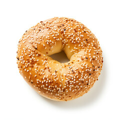 Sesame Seed Bagel Isolated on white background