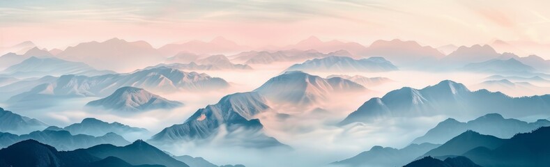 KS White fog distant mountains light pink and blue gradie.