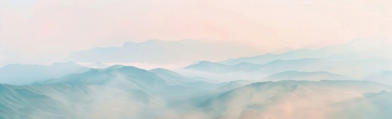 KS White fog distant mountains light pink and blue gradie.