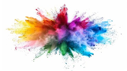 Colorful mixed rainbow powder explosion isolated on white background
 - obrazy, fototapety, plakaty
