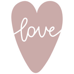 Lettering Love. Vector illustration with handwriting text in pink heart shape. Isolated SVG file for Cricut. Greeting card for Valentine's Day.
