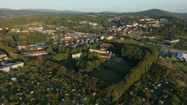 Beautiful Panorama Lesko Mountains Aerial View Poland