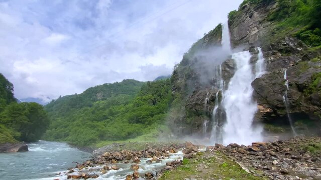 Jang falls also known as nuranang falls or bong bong falls some 100 metres high waterfall it falls into nuranang river and engulfed by mountains in tawang district Arunachal Pradesh state of India.