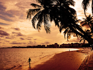 Pajuçara Beach, in the urban area of Maceió, famous for its clear waters, coconut palms and rafts...