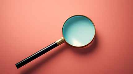 Magnifying glass on clean color background
