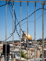 View from Jerusalem wall wi the the Dome of the Rock in the background