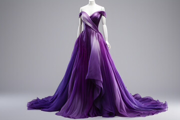 Conceptual Sketch of Sequin Embellished Purple Evening Gown with Bold Shoulder Detail