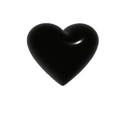 3D black shiny metallic heart shape