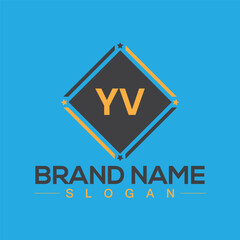 Initial YV letter logo design with creative square symbol