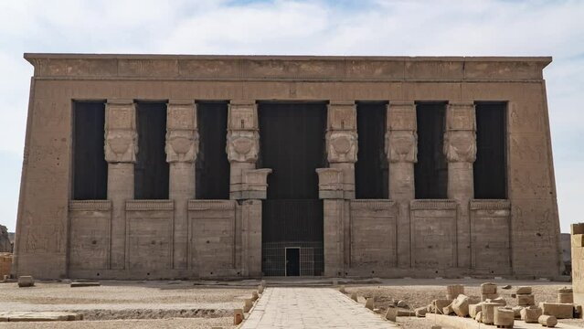 Dendera temple or Temple of Hathor. Egypt. Dendera, Denderah, is a small town in Egypt. Dendera Temple complex, one of the best-preserved temple sites from ancient Upper Egypt.