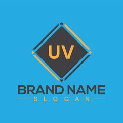 Initial UV letter logo design with creative square symbol
