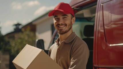 Portrait of a delivery person at a courier service