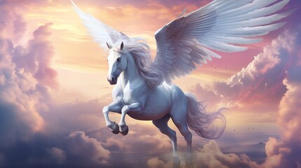 a white horse with wings