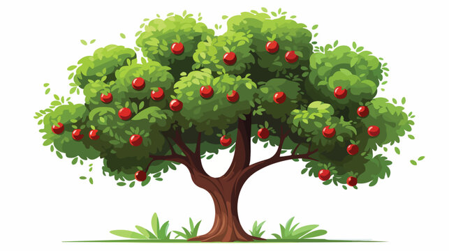 Apple tree Isolated flat vector  flat vector 
