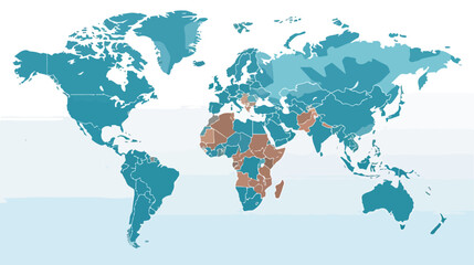 Fototapeta na wymiar Asia continent in world map flat vector 