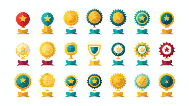 Awards flat icons for badge and champion  flat vector