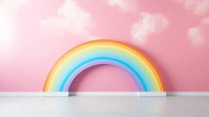 a rainbow painted on a wall - obrazy, fototapety, plakaty