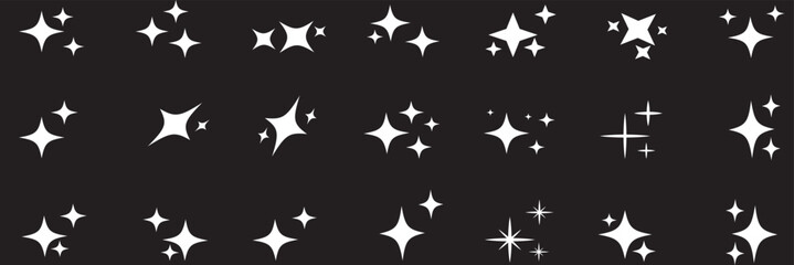 White sparkles symbols vector. Set of l vector stars sparkle icon. Bright firework, decoration twinkle, shiny flash. Glowing light effect stars and bursts collection. sparkle element vector.