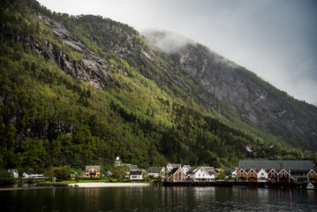 Fototapeta na wymiar Norwegian village in the fjords