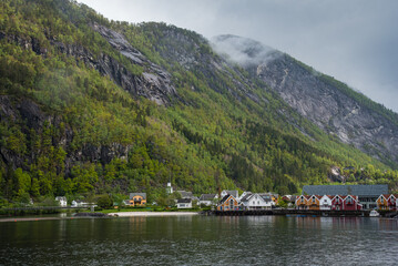 Fototapeta na wymiar Norwegian village in the fjords