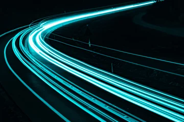 Poster blue car lights at night. long exposure © Krzysztof Bubel