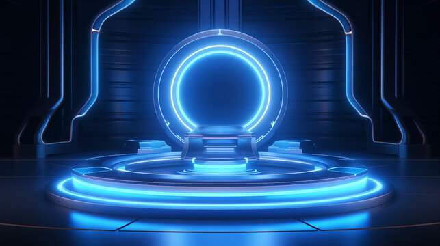 Digital Blue Globe: 3D Render of Glass Sphere and Bulb with Futuristic Tech Design