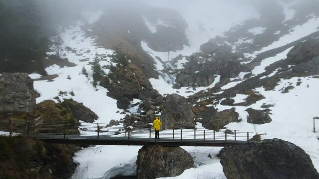 Aerial view of moody landscape in Adelboden, Switzerland.
