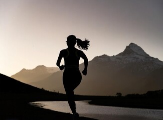 Silhouette of person running. Runner concept.