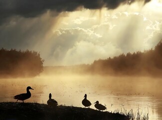 Obraz na płótnie Canvas Wildlife duck animals hunting hunt panorama