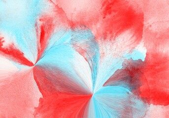 Abstract watercolor in red blue colors. Hand drawn flower illustration . Watercolour brush strokes. Flower backdrop. Art background for cards, flyer, poster, banner and cover design. 