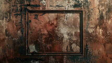 An old rusted wall with a picture frame, suitable for various design projects