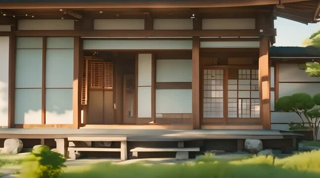 3D design of Japanese house, front of traditional house