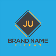 JU Letter Logo Design with Square shape design