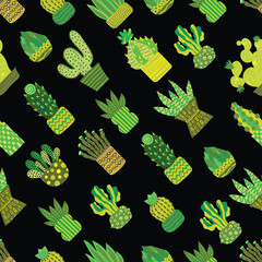Cute cactus. Seamless pattern. Endless pattern can be used for ceramic tile, wallpaper, linoleum, textile, web page background. - 758935040