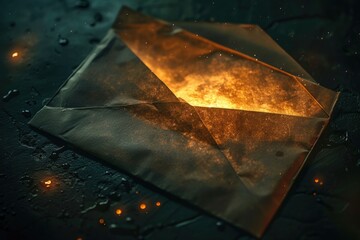A piece of paper with a glowing light inside. Suitable for various design projects