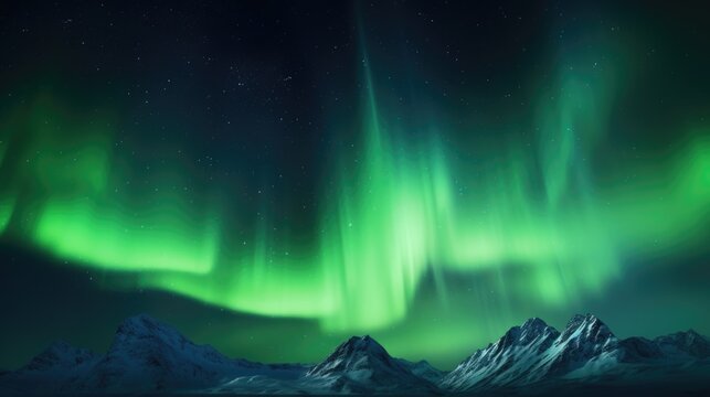 Stunning image of the aurora borealis lighting up the night sky. Perfect for nature and travel themes