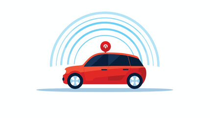 Car vehicle with wifi signal  flat vector 