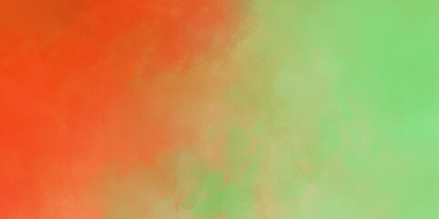 Orange and green watercolor background texture design .abstract orange and green watercolor painting background .Abstract panorama banner watercolor paint creative concept .