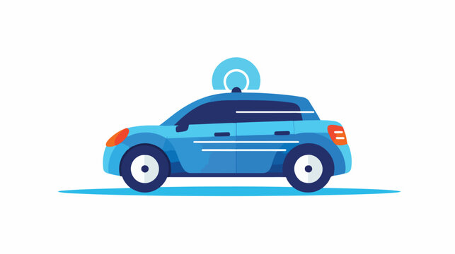Car vehicle with wifi signal  flat vector 