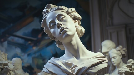 A statue of a woman with her eyes closed. Suitable for various artistic and spiritual concepts