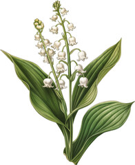 Watercolor of Lily of the valley flower isolated.