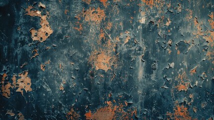 Weathered metal with peeling paint, suitable for industrial backgrounds - obrazy, fototapety, plakaty