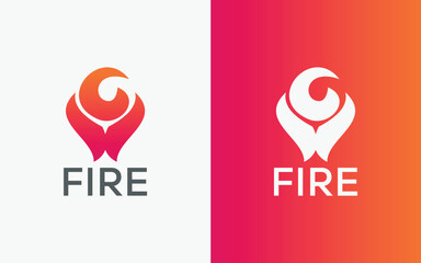 Minimalist Fire flame vector logo. Modern colorful Bonfire vector logo. abstract colorful Fire logo