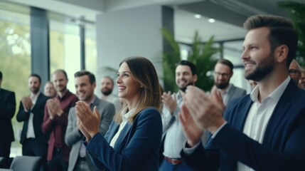 Obraz premium A diverse group of people clapping and showing appreciation. Perfect for teamwork and success concepts