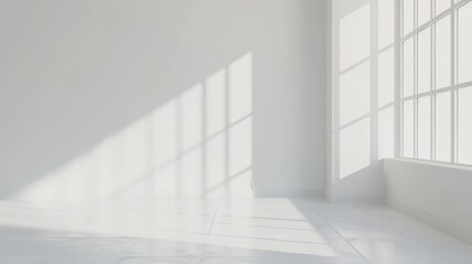 Obraz premium A white room with a large window, perfect for showcasing products or interior design concepts