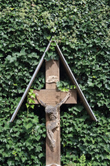 Plastic representation of Christ hanging on the cross