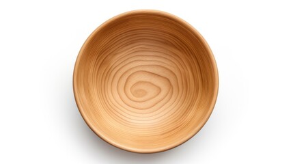 A wooden bowl placed on a white surface. Perfect for kitchen or food-related projects