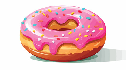 Colorful donut on white background flat vector  flat